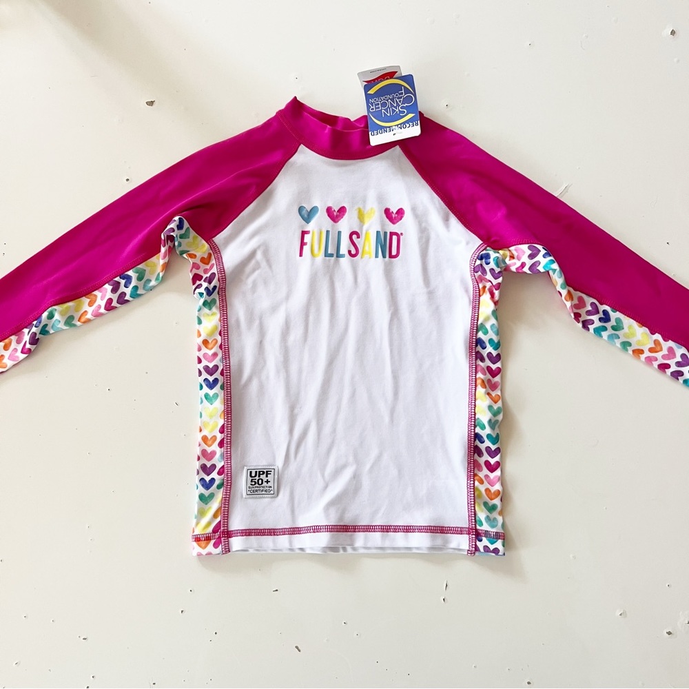 Fullsand New Heart Rainbow Rash Guard NWT